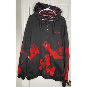 Scarface Clothing Co Men's Y2K Velvet Tony Montana Hoodie Black Red Size XL Read